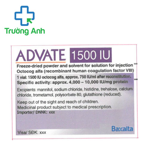 Advate 1500IU - Thuốc điều trị và dự phòng xuất huyết hiệu quả của Đức
