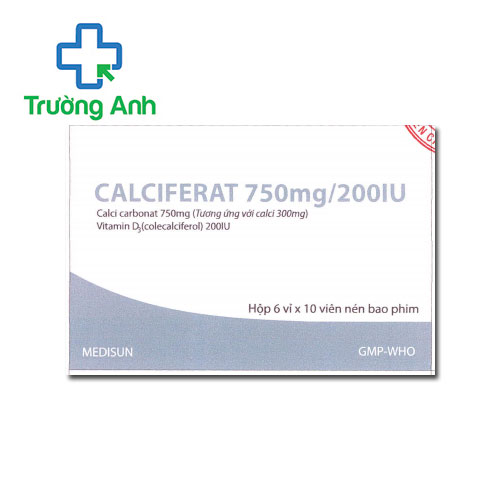 Calciferat 750mg/200IU Medisun - Điều hòa nồng độ calci trong máu