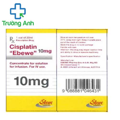 Cisplatin "Ebewe" 10mg/20ml - Thuốc điều trị giảm nhẹ ung thư phổi