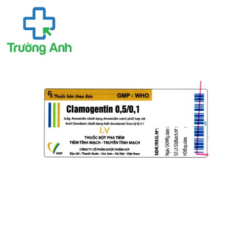 Clamogentin 0,5/0,1 VCP - Điều trị nhiễm khuẩn đường hô hấp