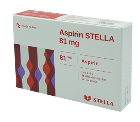 Aspirin Stella 81mg - Thuốc dự phòng thứ phát nhồi máu cơ tim