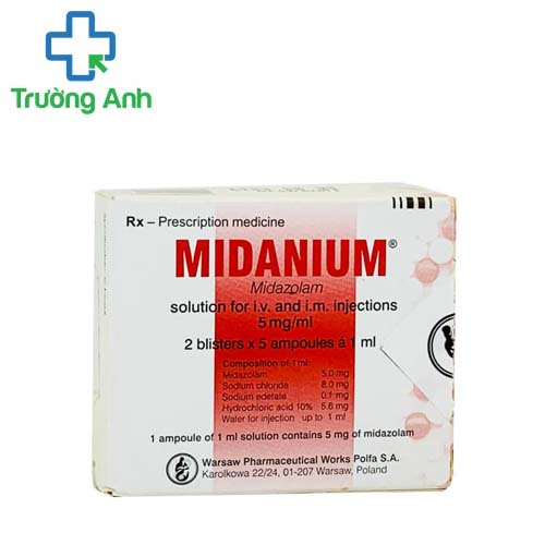 Midanium 5mg/ml Warsaw - Dùng gây mê để phẫu thuật