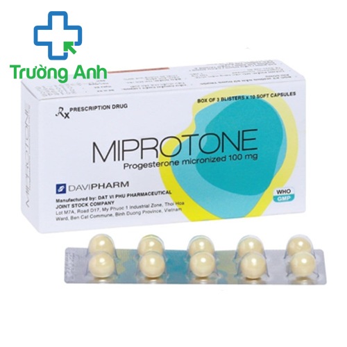 Miprotone 100mg Davipharm - Điều trị kinh nguyệt không đều