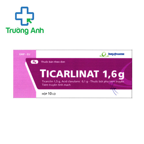 Ticarlinat 1,6g Imexpharm - Điều trị nhiễm khuẩn đường hô hấp