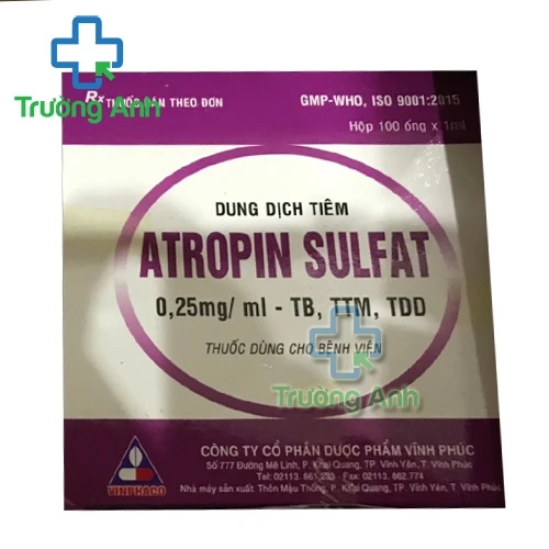 Atropin sulfat Vinphaco - Thuốc điều trị viêm loét dạ dày - tá tràng hiệu quả