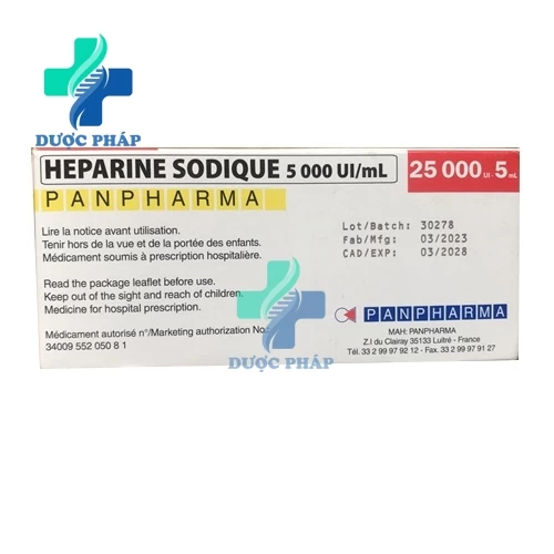Heparin 25000IU/5ml Panpharma - Điều trị nhồi máu cơ tim