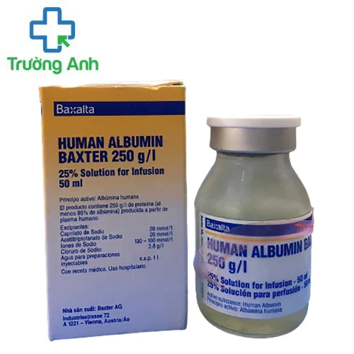 Human Albumin Baxter 250g/l 25% 50ml - Điều trị sốc giảm thể tích