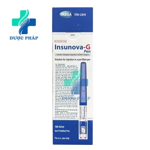 Insunova-G Pen 100UI/ml Mega (3ml) - Thuốc điều trị tiểu đường