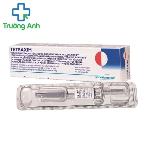 Tetraxim 0.5ml Sanofi - Phòng bệnh ho gà, bạch hầu, uốn ván, bại liệt