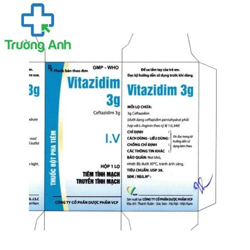 Vitazidim 3g VCP - Thuốc điều trị cho người nhiễm khuẩn nặng