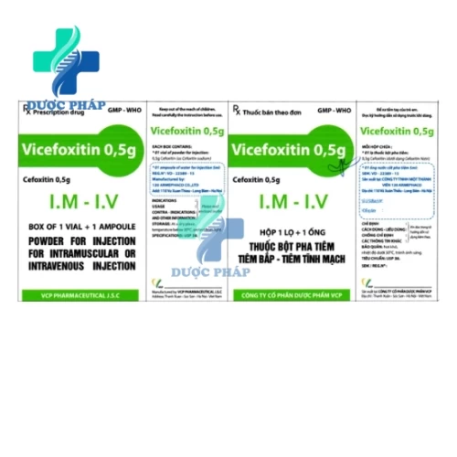 Vicefoxitin 0,5g VCP - Thuốc điều trị các nhiễm trùng hiệu quả