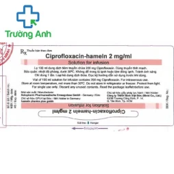 Ciprofloxacin-hameln 2mg/ml Solupharm - Điều trị nhiễm trùng